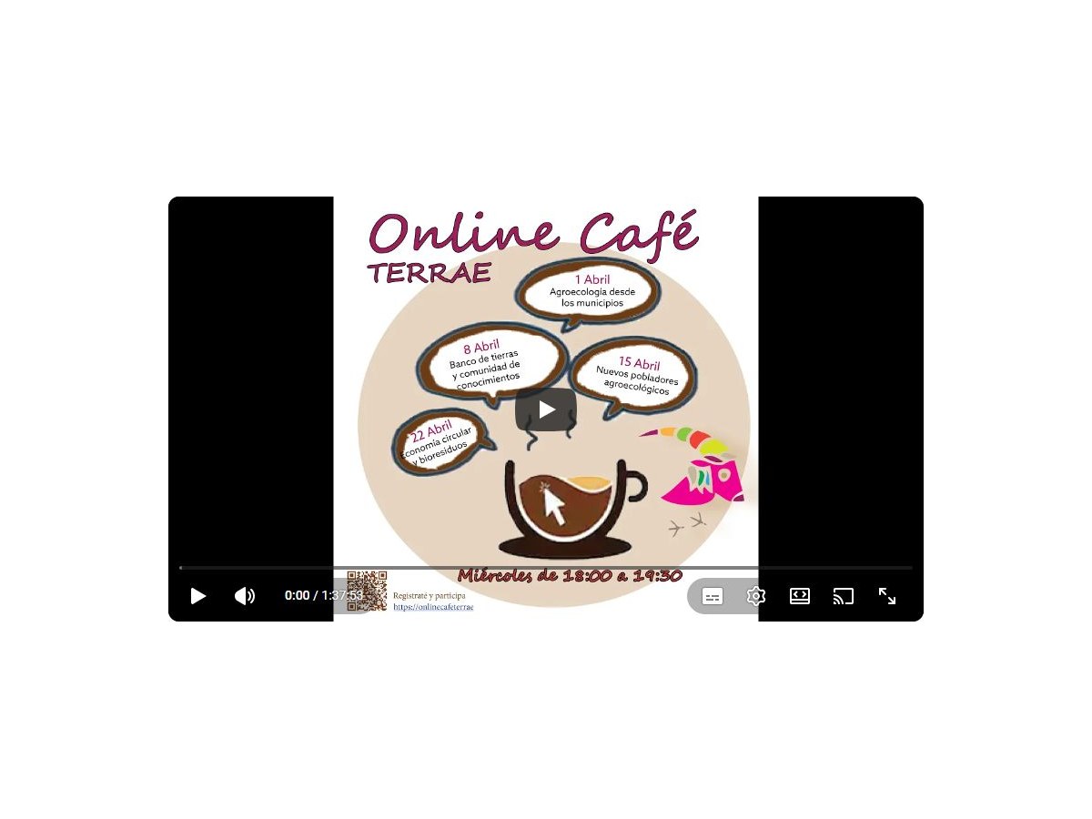 Pantalla inicial de On-line Café TERRAE. 4 Economía circular y bioresiduos