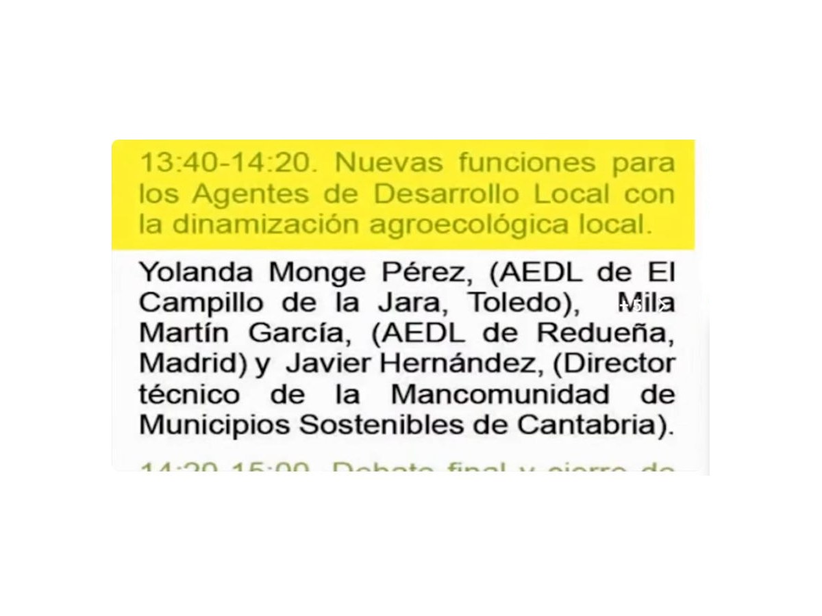 Pantalla inicial de II jornadas de dinamización de iniciativas locales agroecológicas, generación de nuevas oportunidades económicas y de empleo: Nuevas funciones de los Agentes de Desarrollo Local