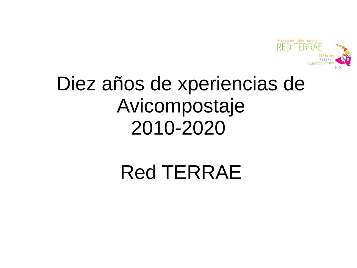 Primera página de Diez años de experiencias de avicompostaje 2010-2020
