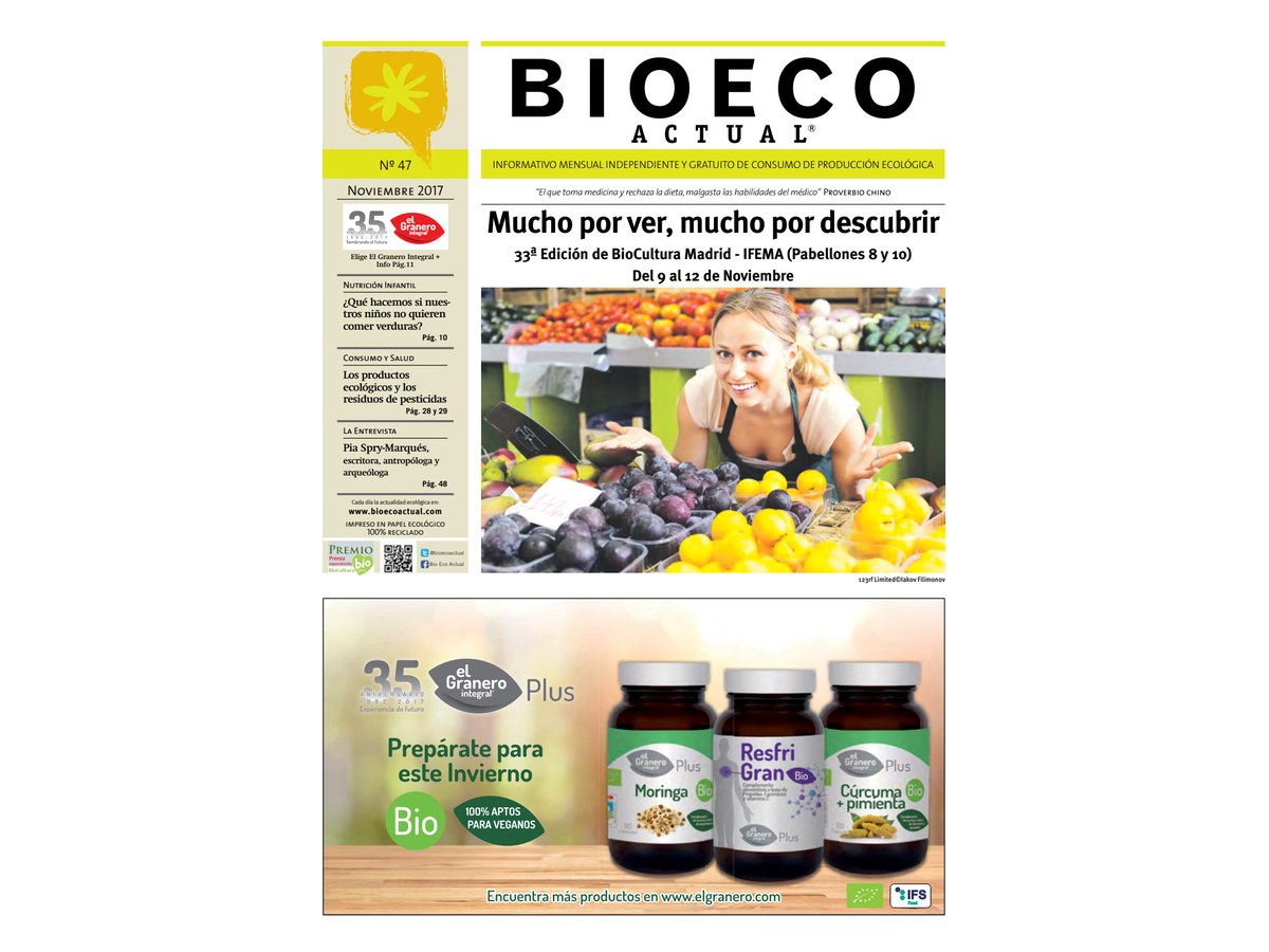 Primera página de Bioeco actual: informativo mensual independiente y gratuito de consumo de producción ecológica