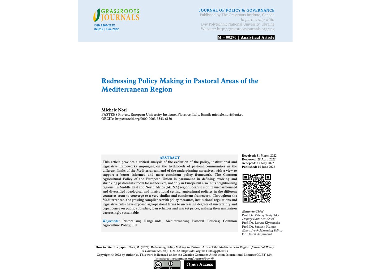 Primera página de Redressing Policy Making in Pastoral Areas of the Mediterranean Region