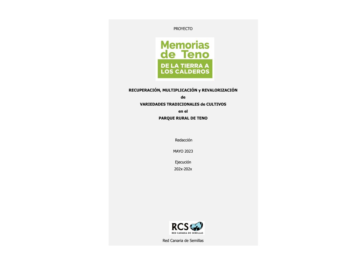 Primera página de RECUPERACIÓN, MULTIPLICACIÓN y REVALORIZACIÓN de VARIEDADES TRADICIONALES de CULTIVOS en el PARQUE RURAL DE TENO